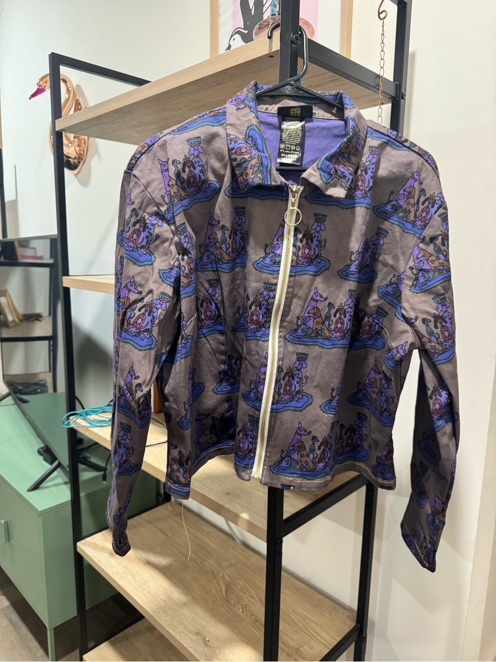 Nooworks Dog Party Moto Jacket 4X Custom Purple Overdyed Rare